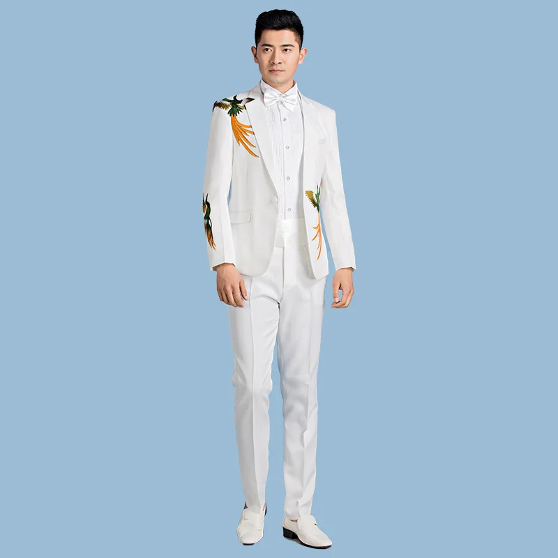 

[Jacket+Pants] 2022 New Business Casual Boutique Fashion Slim Elegant Gentleman Men Embroidery Suit Wedding Christmas Halloween