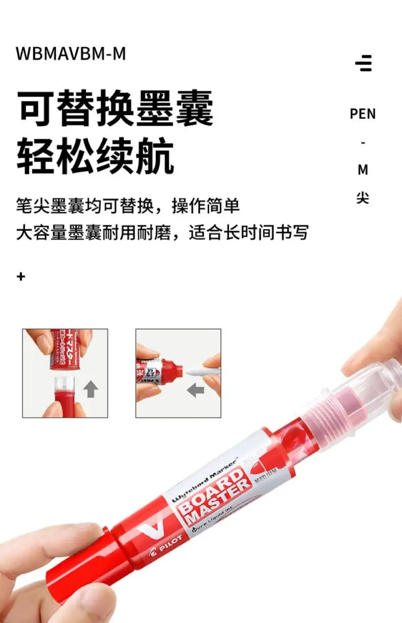 PILOT Whiteboard-Stift, austauschbare Tinte, hochwertige, direkt flüssige, löschbare Farbmarker auf Wasserbasis, ästhetisches japanisches Briefpapier – Detail 11