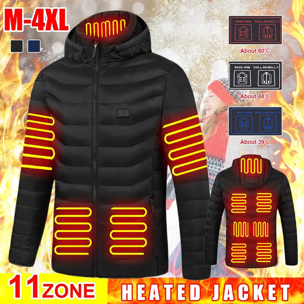 

HJ-11 Unisex 11 Areas Heating Jacket Men Women USB Electric Heated Coat Thermal Hoodie Jackets For Winter Sport Skiing Cycling