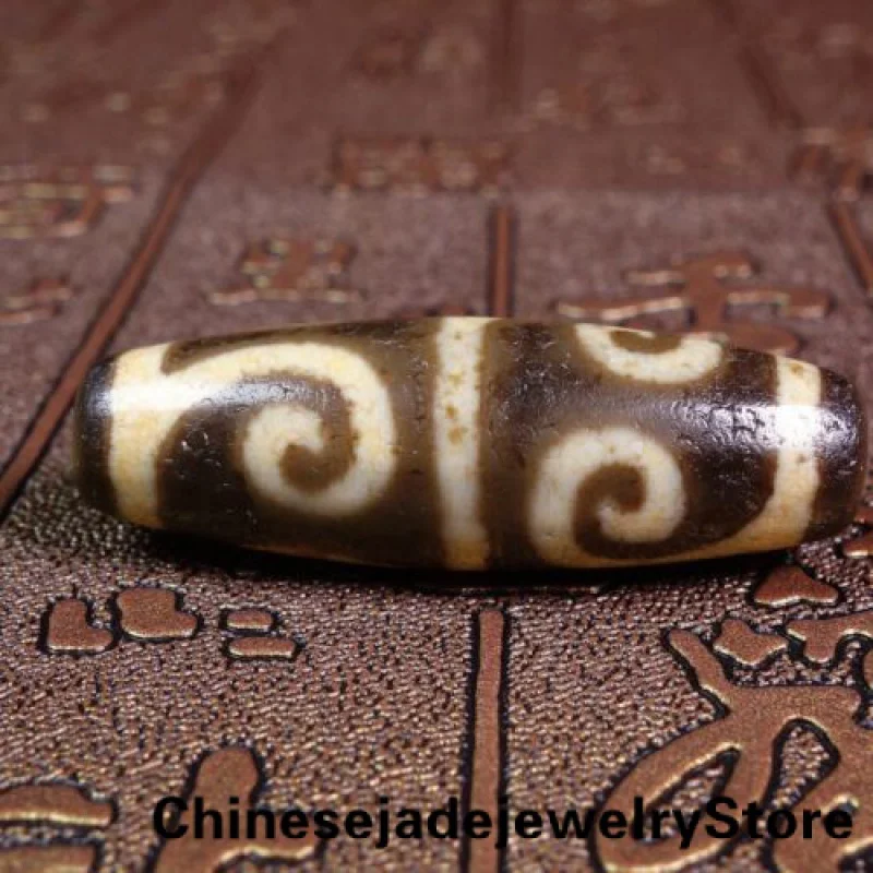 

Ancient Tibetan DZI Beads Old Agate Wisdom Baihao Totem Amulet Pendant GZI #1987