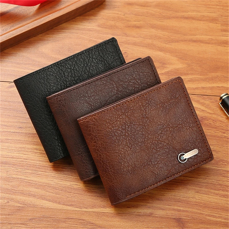 

Purse Men Black Coin Wallet Male Business ID Cards Holder PU Leather Multiple Slot Casual Large Capacity Dollar Coin Money Bags