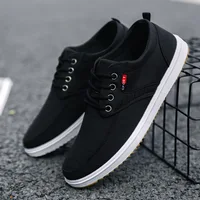 Men's Canvas Shoes Korean Style Breathable Round Head Lace Up Sneakers Casual Work Comfortable Trainers Zapatillas De Deporte 2