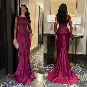 Customized High Quality Formal Luxury Evening Dress Glitter Long Sleeves Mermaid Floor-length Bespoke Occasion Elegant Party 1
