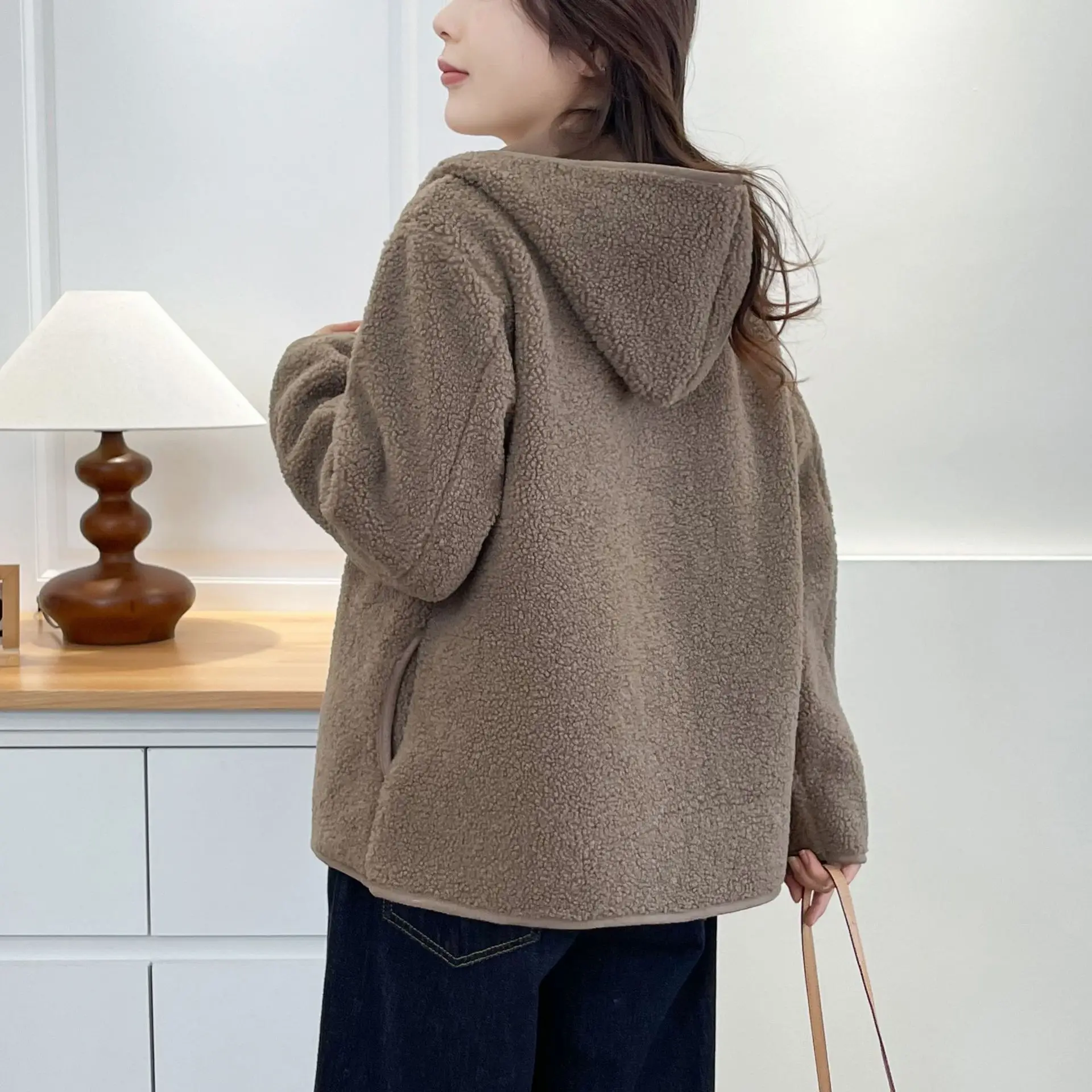 XXXXL Fashion Plus Size Women's Coat 2025 Winter New Casual Hooded Fleece Warm Zipper Jacket 1060