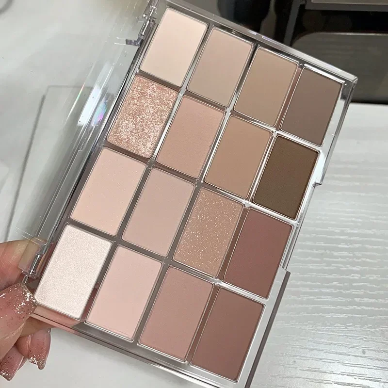 Eyeshadow Palette 16Color eye shadow eye shadow plate Coffee Brown Glitter Shimmer Pearly Matte Blush Long-lasting Lying Silkworm Eye Shadow Contour Make Up