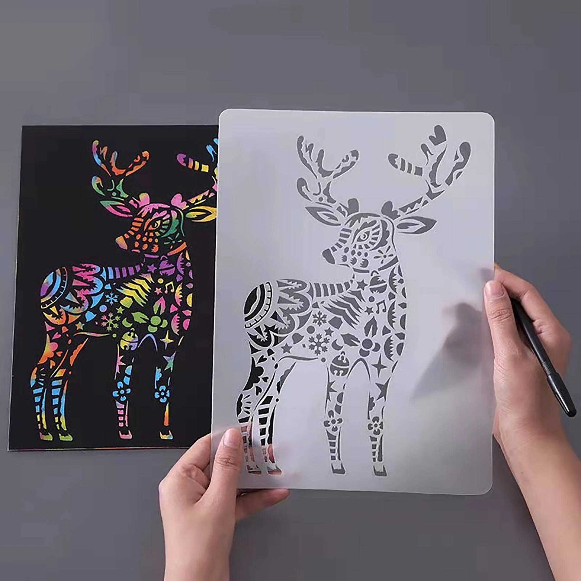 11*8in Hollow Painting Template Creative Animal Airbrush Printing Plate Scratch Painting Template 5pcs painting template