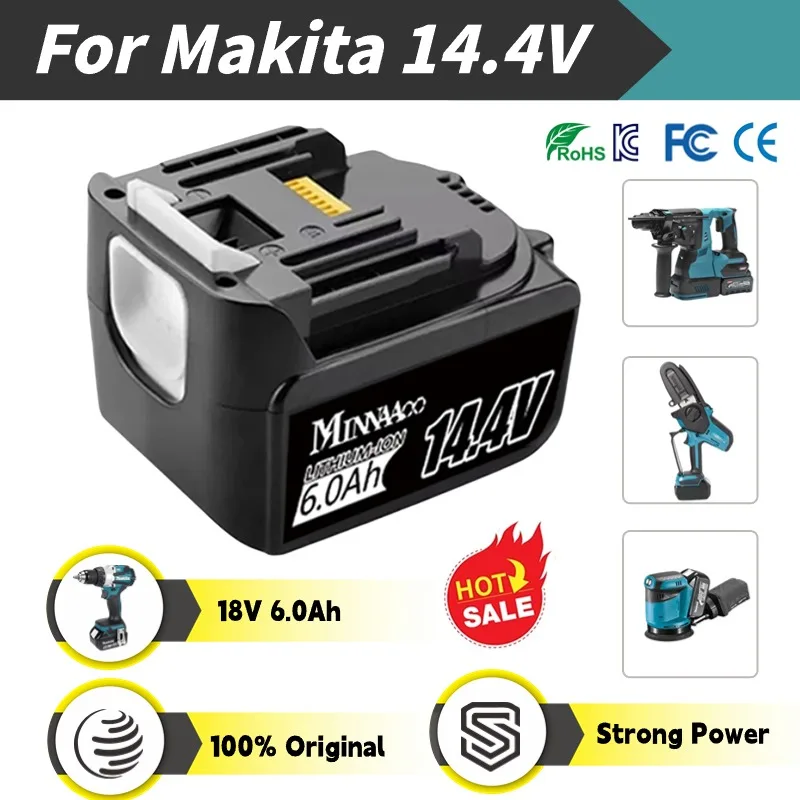 

14.4V 6000mAh Makita BL1430 BL1415 BL1440 196875-4 194558-0 195444-8 3.0Ah 14.4V Makita rechargeable battery for LED indicator