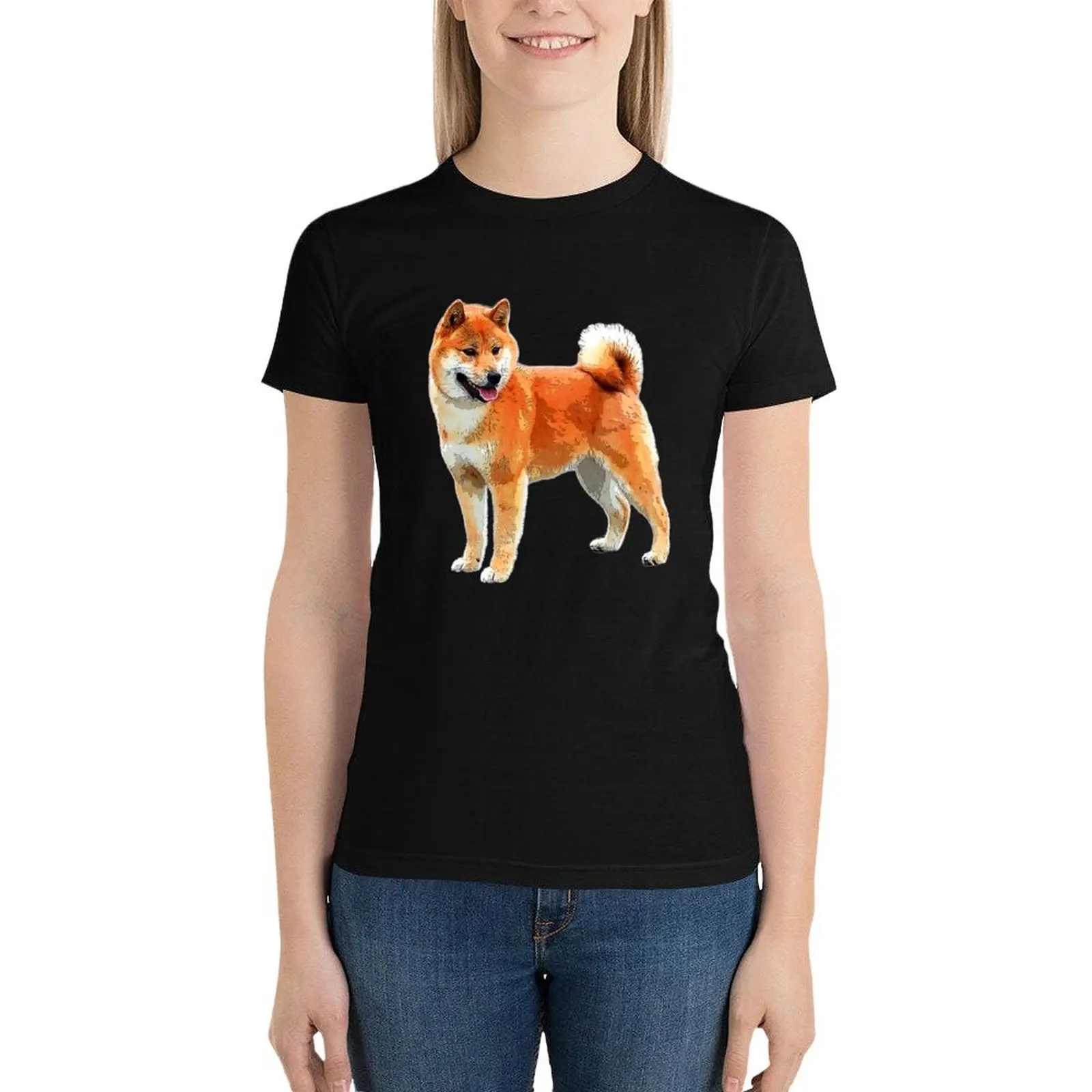Shiba Inu Dog Art T-Shirt hippie clothes aesthetic clothes Female clothing cute tops woman t shirt