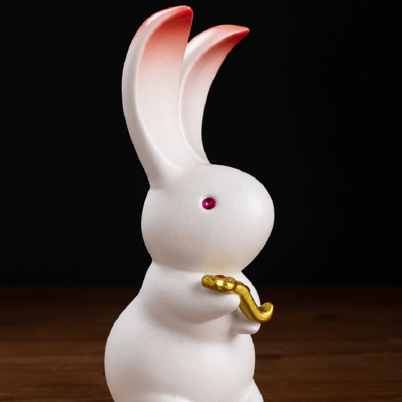 0030 Cute Handmade Ceramic Rabbit Desktop Decoration Room Decorations Mascot New Year Gift Birthday Gift Kiln Pottery