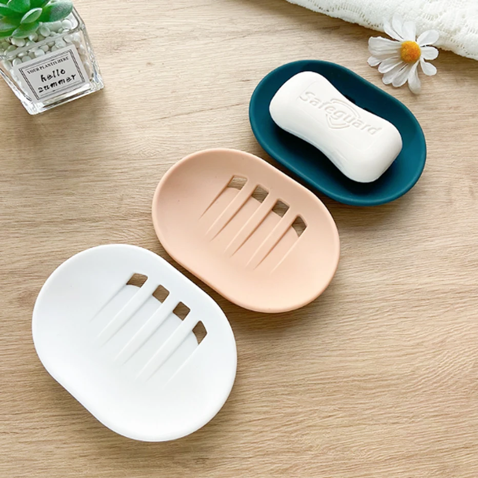 Bathroom Soap Dishes Dish Holder Stand Saver Tray Case for Shower-Silicone  Rubber Drainer Dishes for Sponge Scrubber Bathroom Kitchen Sink-Dishwasher  Safe-Drains Water 