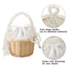 Flower Basket Woven Rattan Storage Container Box Portable Wedding Girl Baskets with Handle Wedding Party Home Decoration 4
