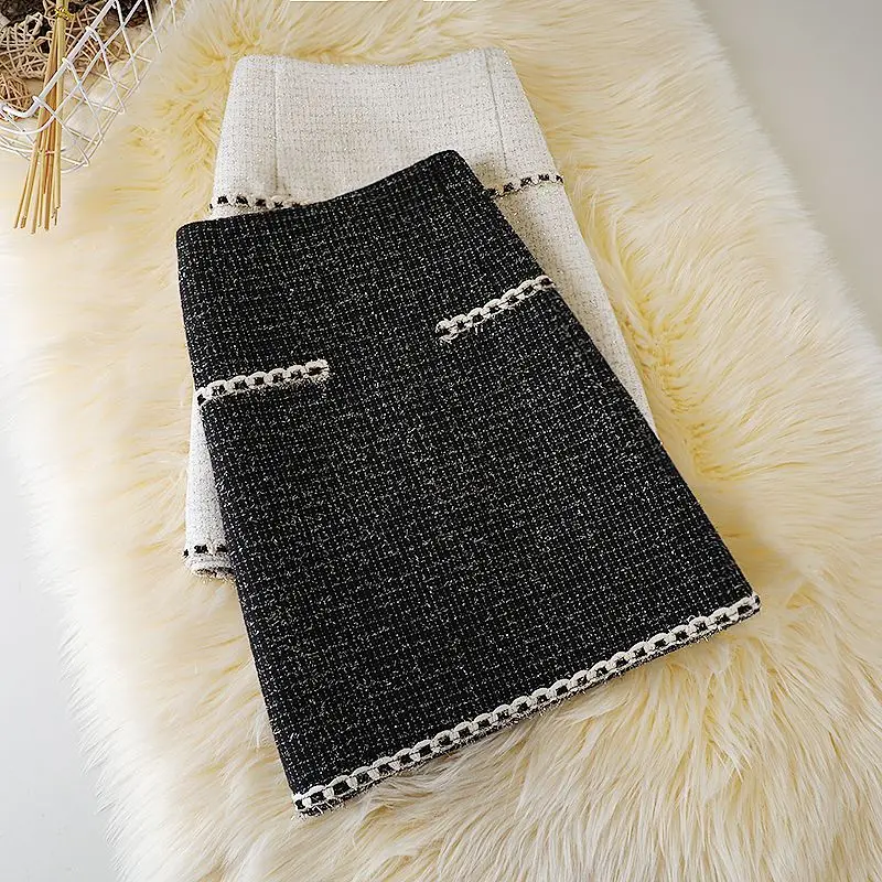 

2023 Women Autumn Winter Fashion Wool Elegant Short Skirts Female High Waist Woolen Skirts Ladies Casual A-line Skirts O343