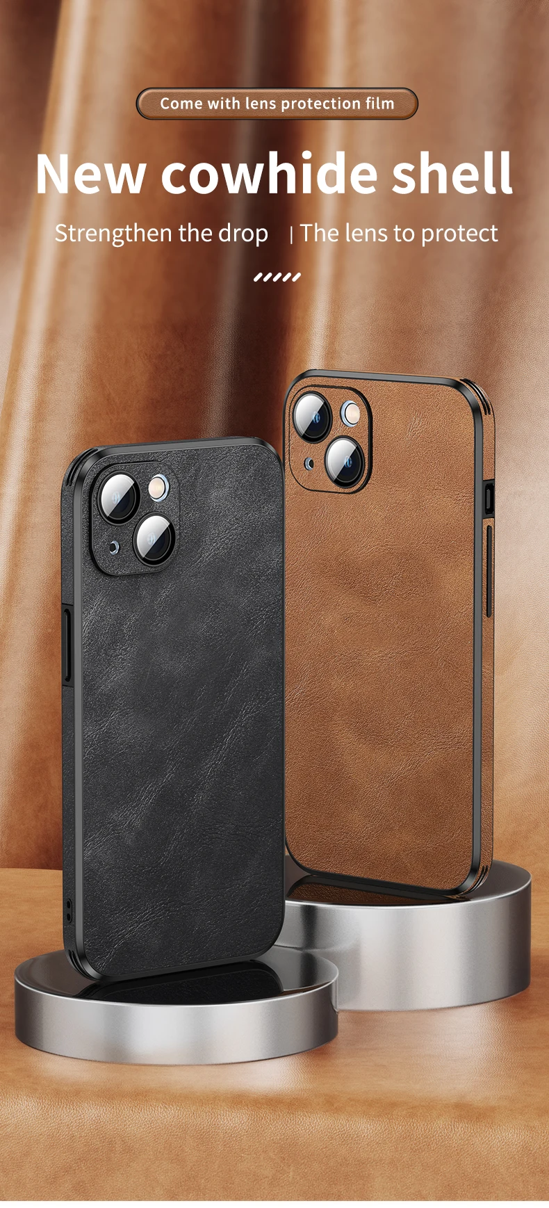 Phone Case For iPhone 14 13 12 Pro- new cowhide shell- Smart cell direct 