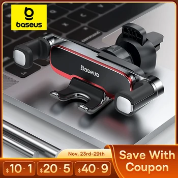 Baseus 차량용 보이지 않는 휴대폰 거치대, 휴대폰 지지대, 금속 중력, 자동 통풍구, 4.7-6.5 인치