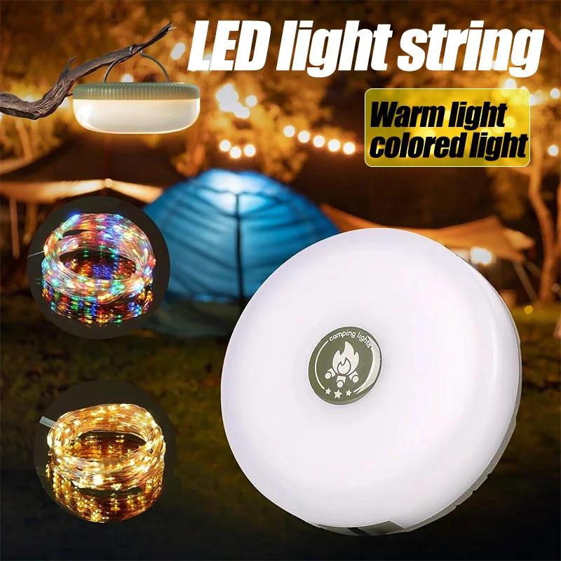 Solar LED String Lights IP65 Outdoor Garden Fairy Light 4 in 1 Camping String Lights 5 Modes Solar/USB Powered Tent Light