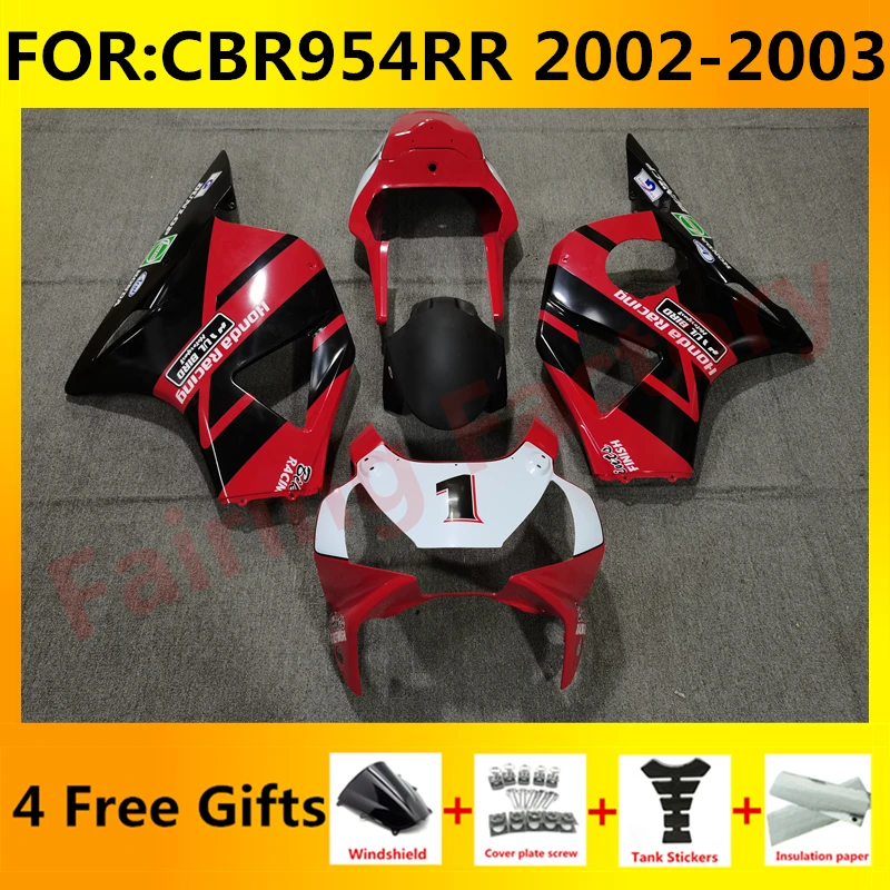 

Motorcycle Injection mold fairing kit fit For CBR 954RR 02 03 CBR954RR CBR954 RR 2002 2003 bodywork Fairings kits set red black