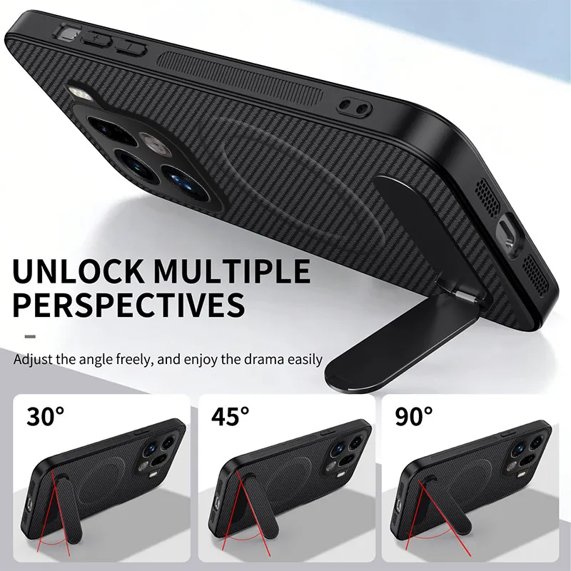 Brand New Carbon Fiber Pattern Skin-Friendly Shockproof Case with Foldable Stand