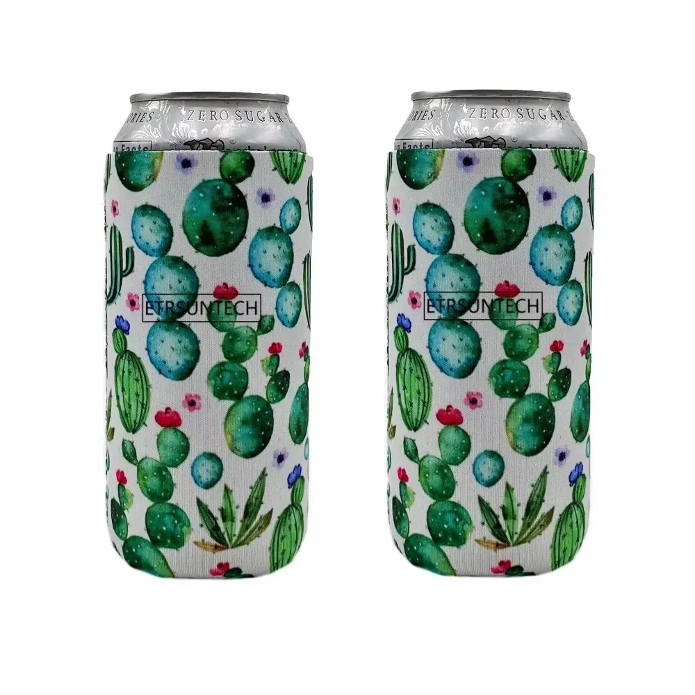 Set of 2 Collapsible Neoprene Beverage Cooler Sleeves for Tall Cans and Bottles