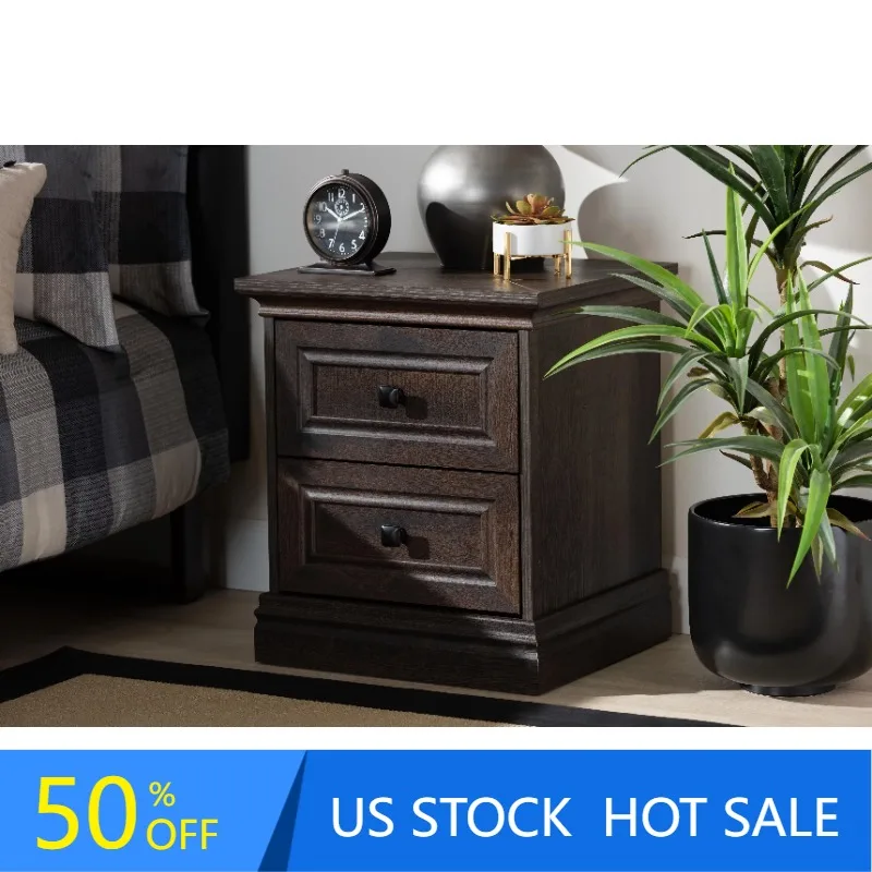 

Nolan Traditional Transitional Hazel Walnut Brown Finished 2-Drawer Wood Nightstand