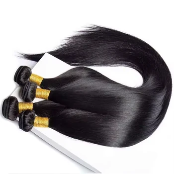 Extension di capelli umani brasiliani lisci da 8-32 pollici, ciocche di capelli naturali neri per donna