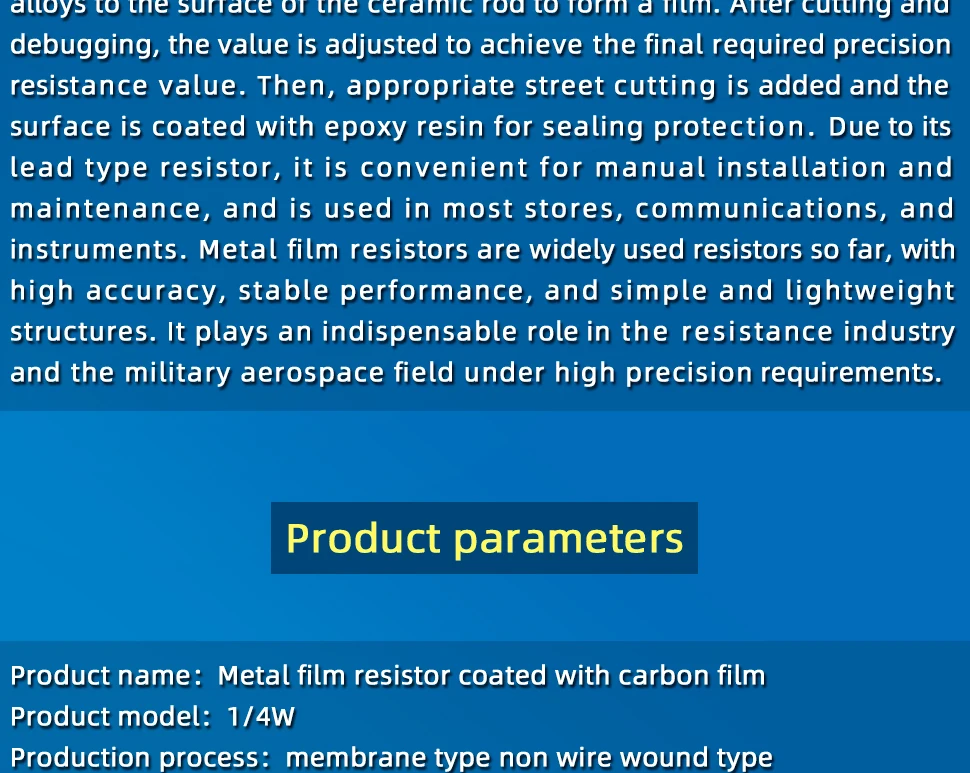 1/4W Resistance 0.1R~2.2M 1% Metal Film Resistor Series 0.25W 1R 10R 47R 100R 220R 470R 1K 2.2K 10K 22K 100K 220K 1M ohm 1/4W Resistance 0.1R~2.2M 1% Metal Film Resistor Series 0.25W 1R 10R 47R 100R 220R 470R 1K 2.2K 10K 22K 100K 220K 1M ohm
