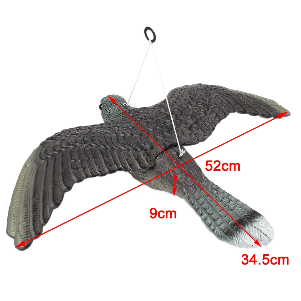 Vivid Flying Bird Hawk Pigeon Decoy Garden Crow Scarer Yard Scarecrow Weed Pest Control with Hook and Wire Garden Supplies