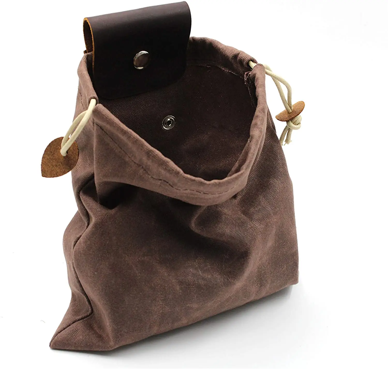 

1PC PU Leather Jungle Craft Canvas Bag Hiking Camping Foldable Berry Bag Storage Portable Outdoor Foraging Bag Fruit Picking Bag