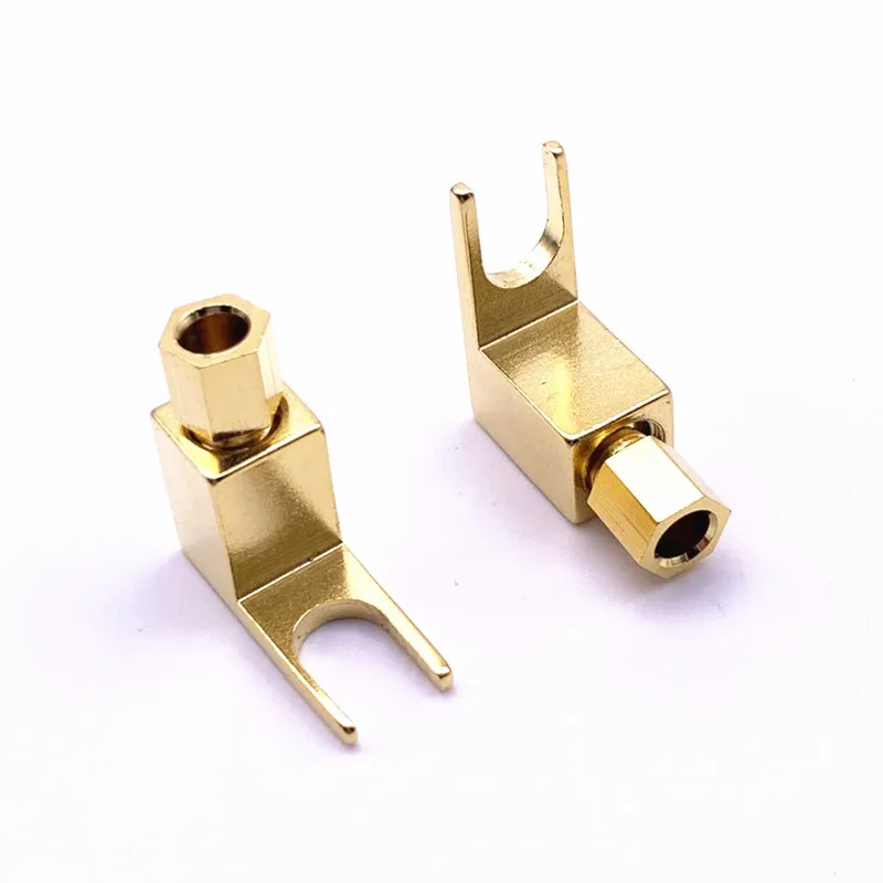 10pcs 고품질 골드 도금 스피커 포크 잭 커넥터 스페이드 플러그 4mm U 바나나 플러그 스페이드 어댑터