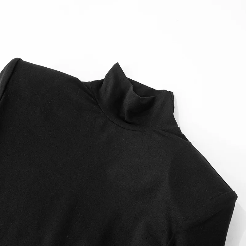 Vestido mini de cuello alto con mangas largas y peludo para mujer, cintura alta, elegante, para fiestas y ocasiones especiales, 2025