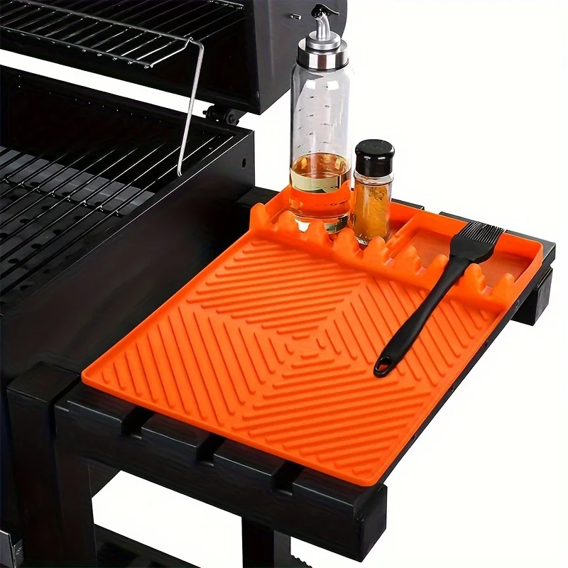 Silicone Grill Side Shelf Mat with Drip Tray 1