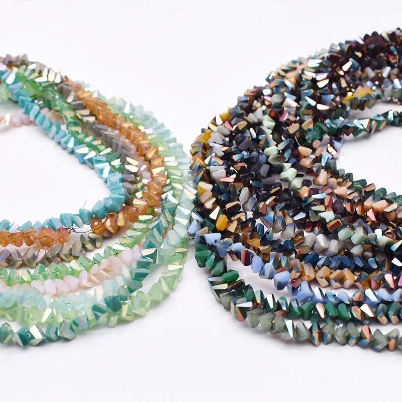 

New Plating color Blue 6mm Faceted Triangle Glass Beads Loose Spacer Glass Beads For Jewelry Making Earrings DIY