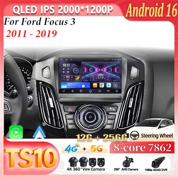 CarPlay Wireless per Apple Android Auto, Autoradio GPS per Ford Focus 3 MK3 2011-2019, Multimedia RDS 4G WiFi