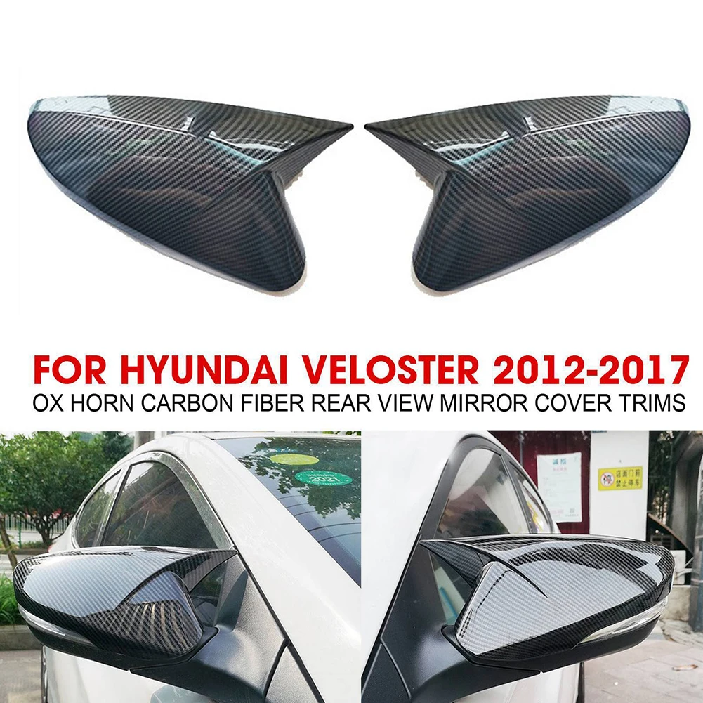 

1Pair For Hyundai Veloster 2012-2017 Carbon Fiber OX Rear View Mirror Cover Trim (Left+Right) Customizable Car Mirror & Covers