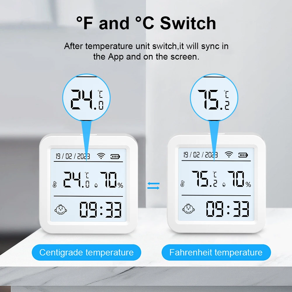 Tuya Smart WIFI Temperature and Humidity Sensor Hygrometer Thermometer with LCD