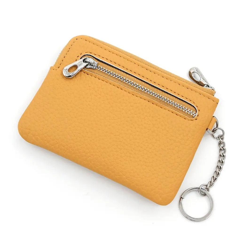 Elegant PU Leather Women's Compact Wallet with Keychain and Zippered Coin Purse