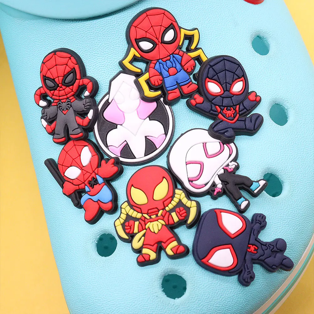 Nuovo arrivo 1-16 pezzi ciondoli per scarpe Spiderman Spider wen Miles accessori in PVC scarpe decorazione fibbia per bambini regalo di natale