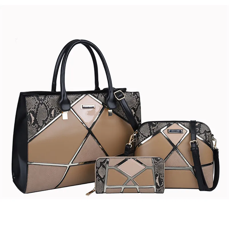 2023 New  One Shoulder Three Piece Set Trendy Splicing Large Capacity Purses  Handbag for Women