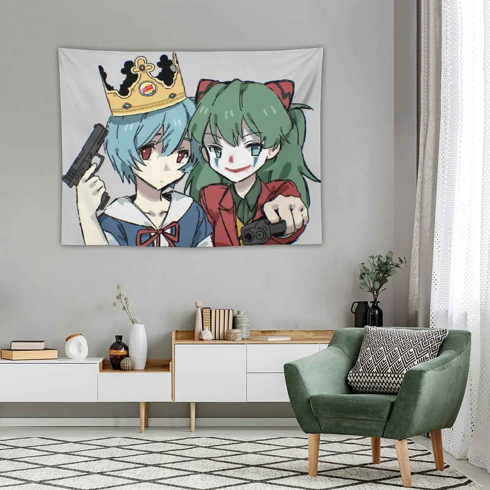 New Rei and Asuka Joker and Crown Tapestry Wall Hanging Decor Tapete For The Wall House Decor Carpet Wall