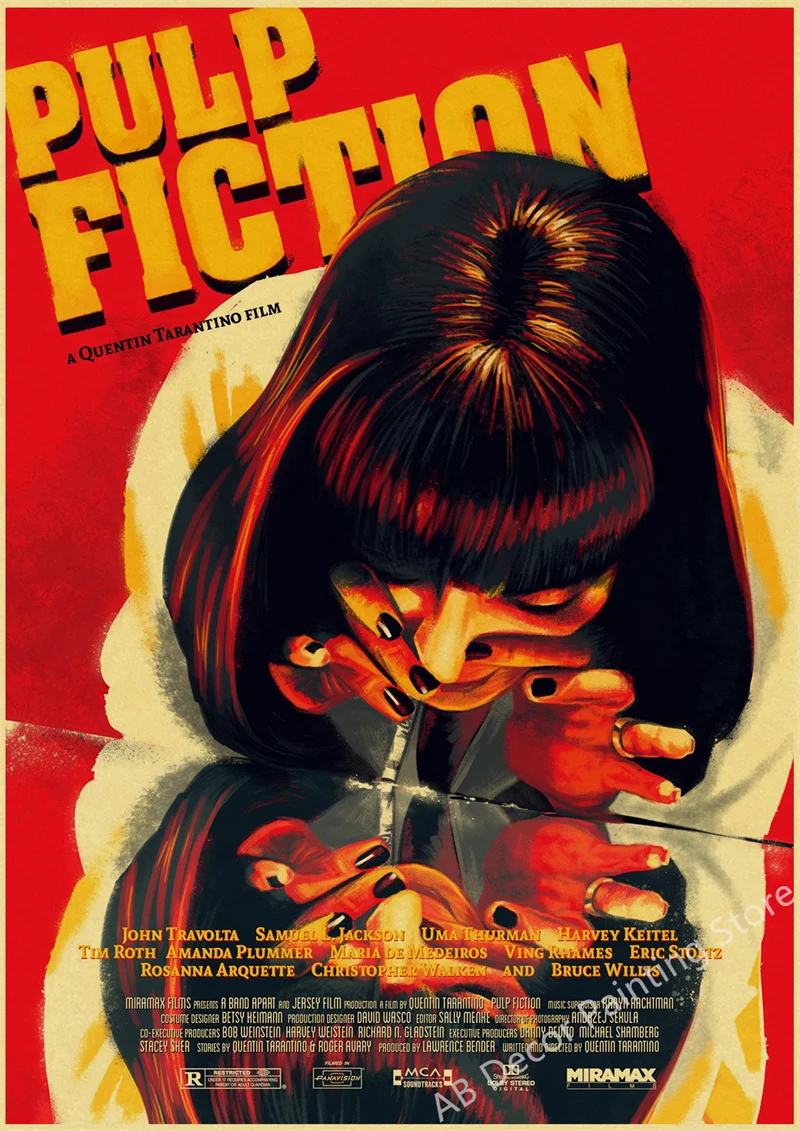 thumbnail image 1 of Colección de películas clásicas, carteles retro, Pulp Fiction/Django Unchained, impresiones de Tarantino, arte vintage para el hogar, decoración de pared, pintura, 1 of 5