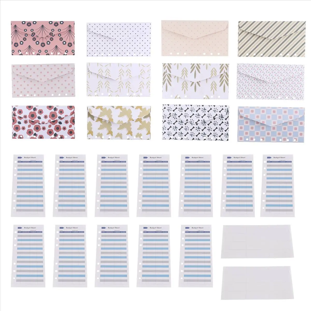 T64C 현금 시스템용 현금 예산 봉투, 현금 예산 관리를 위한 12개의 현금 봉투와 12개의 비용 추적 예산 시트 C