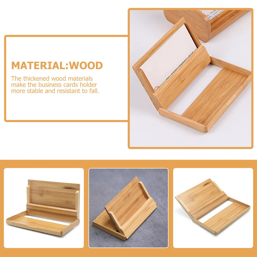 명함 홀더 나무 심플 스타일 카드 디스플레이 랙 안정적인 내구성 낙하 방지 보관함 데스크 정리함