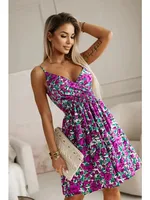New Fashion Women's  Summer Wrap Pleated Dresses Ladies Floral Print Sexy Spaghetti Strap Sling DressBeach Dress A Line Sundress