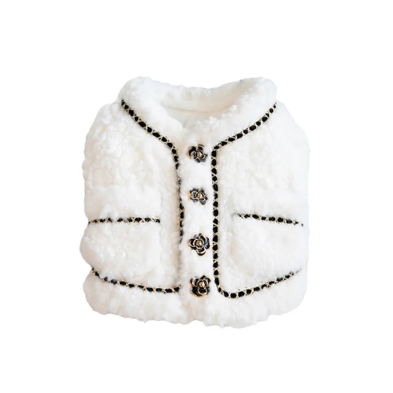 Veste Fourrure Chanel pour Chiens à 4 Boutons - 2025 - Vêtement et accessoires pour chiens - Doglovedesign