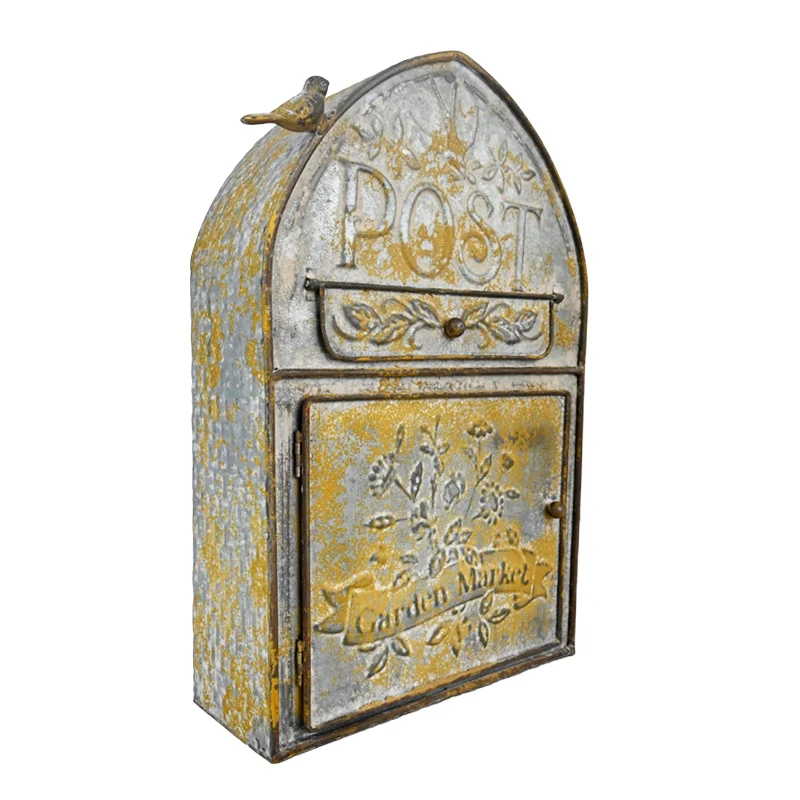 

Farmhouse Post Wall Mounted Metal Mailbox For Leaving Message Vintage Style Letter Box Outdoor Decoration Crafts