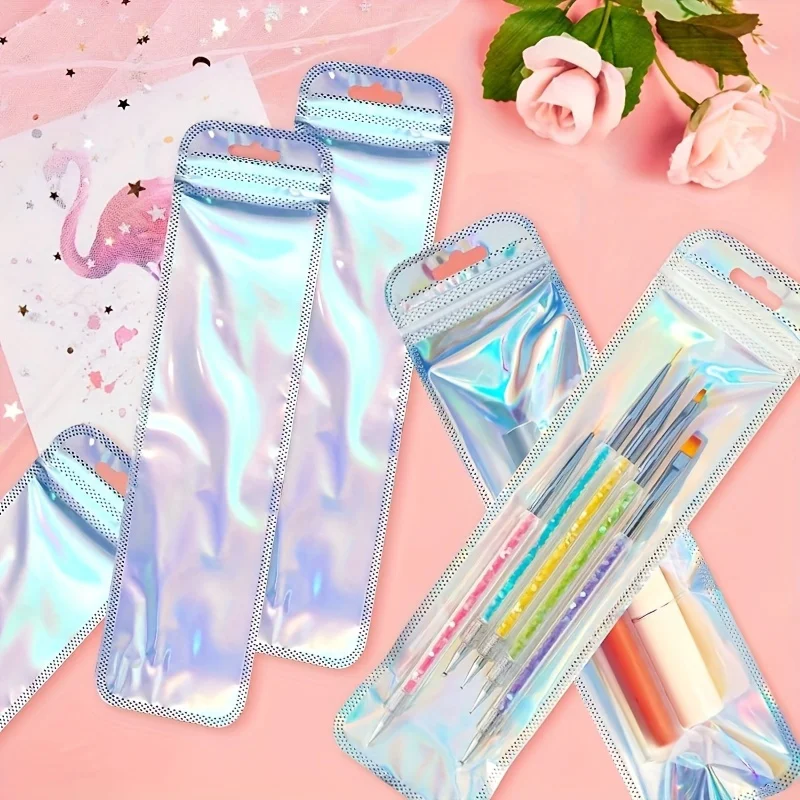 50pcs Self Sealing Plastic Bag Bag, Eyelash Pencil Packaging for Beauty Needle, Small Strip Shaped Plastic Bag 3