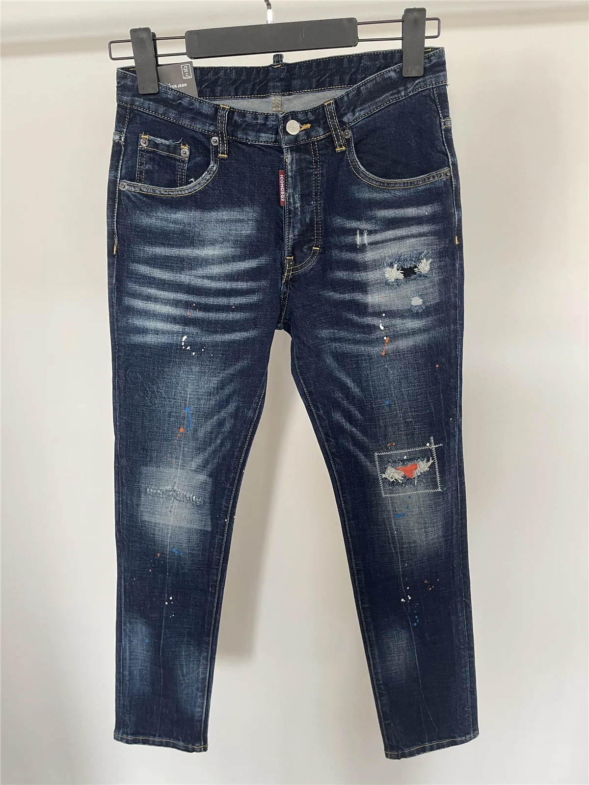 Autumn and Winter Men's Jeans Fashion Slim Three-dimensional Cut Stitching Micro Elastic Spot Button men jeans mens jeans jeans trousers elastic jeans denim trousers