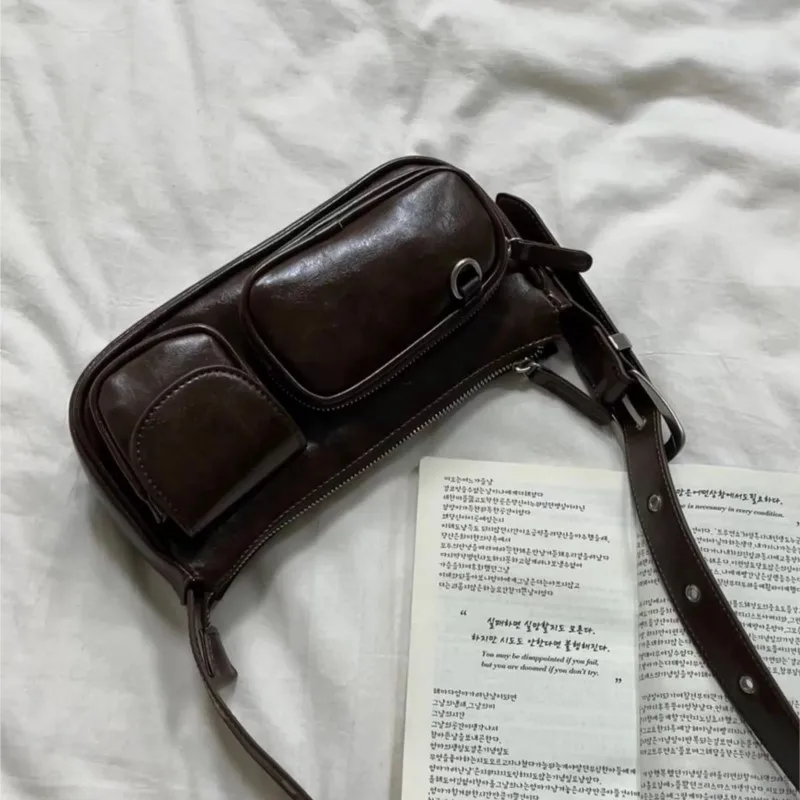 JIAERDI Retro Coffee Shoulder Bags Wallet Women Vintage Leather Pocket Chic Casual Handbag Female High Street Crossbody Bags New