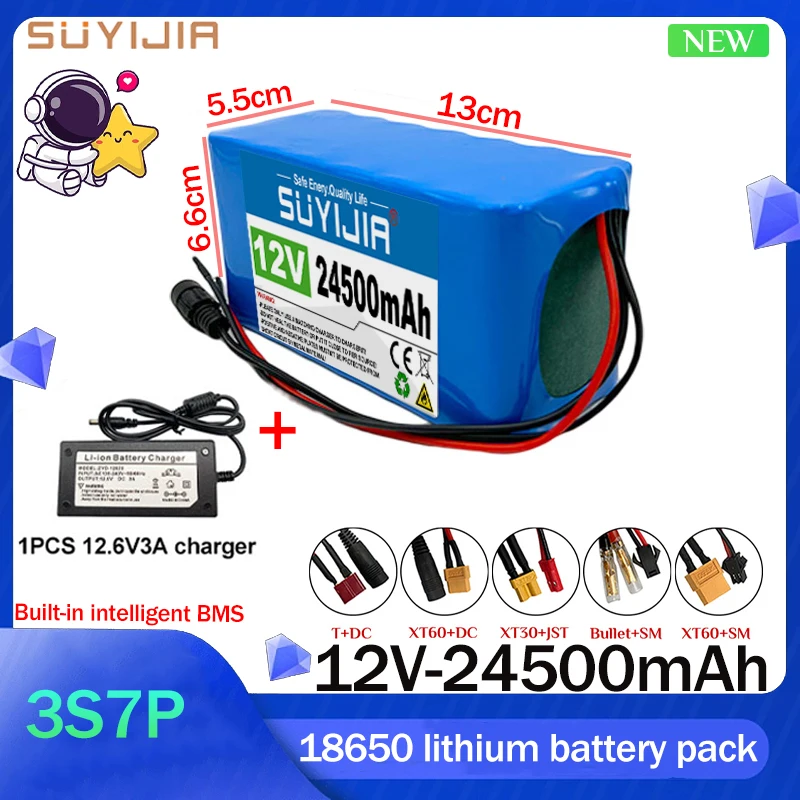 

Original3S7P 12V 18650 24500mAh Lithium Battery Pack Built-in Smart BMS Power Tool Unicycle Scooter Wheelchair + 12.6V3A Charger
