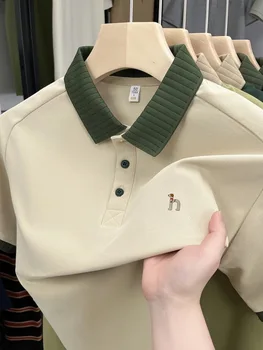 Camicia POLO di marca di fascia alta alla moda, squisita maglietta con risvolto ricamato per cani, nuova manica corta da uomo comoda e per il tempo libero