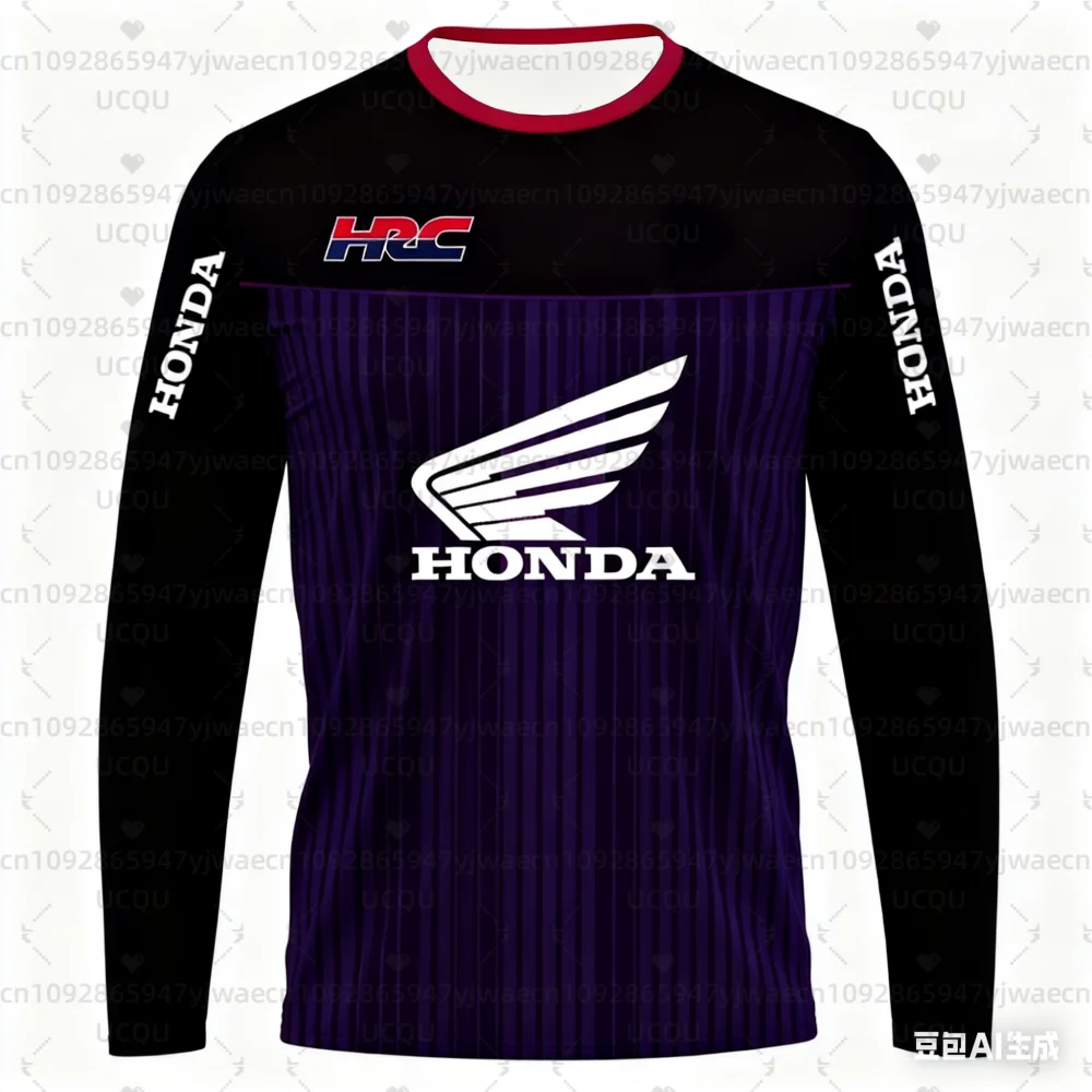 봄과 가을 남성과 여성의 오토바이 스트라이프 혼다 라이딩 긴팔 티셔츠 여름 빠른 건조 긴팔 티셔츠